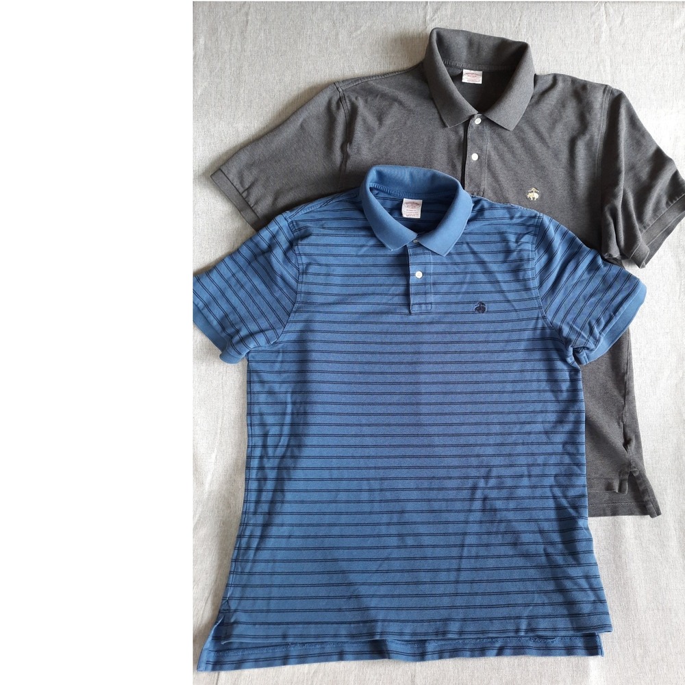Brooks Brothers XL Knit Performance Polo Fit Mens Bundle Shirt Navy Blue & Gray